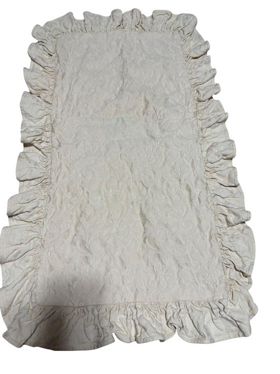 Ralph Lauren Other - Vtg Ralph Lauren Pillow Sham Ruffles Textured Jacquard Floral Pattern Cream King